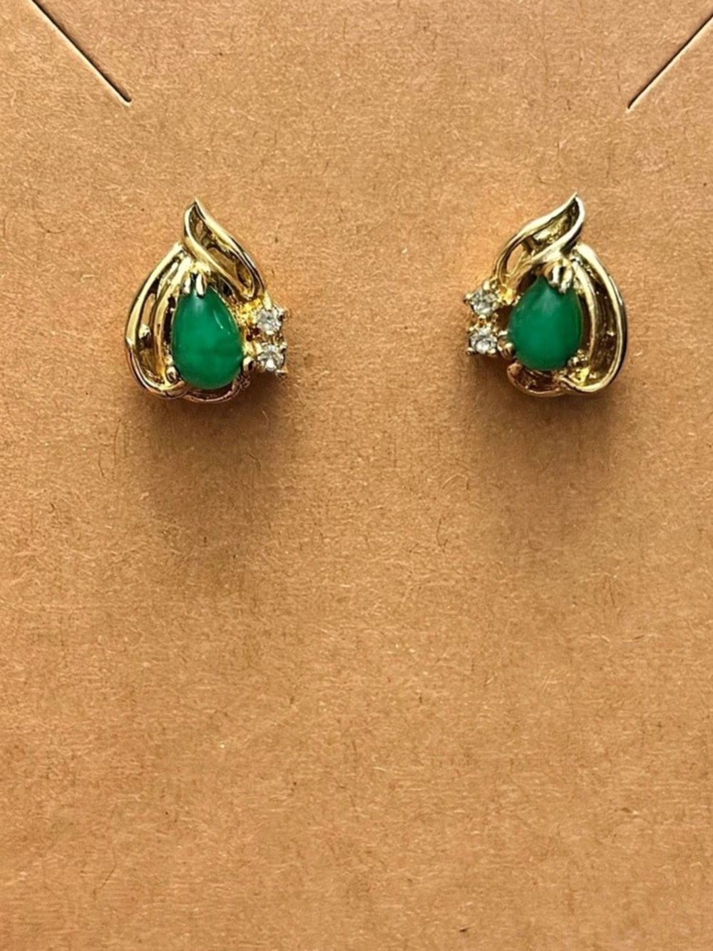 Green Teardrop Earrings Like New